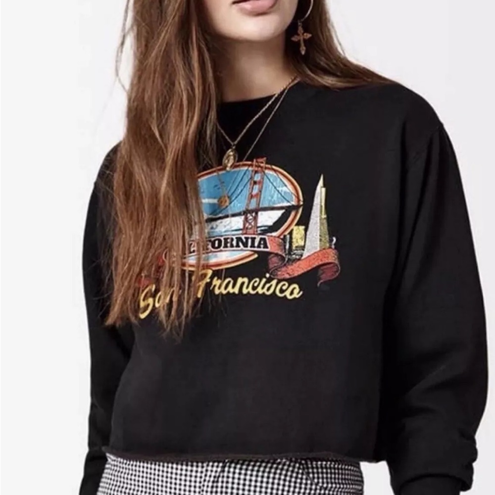 John Galt Brandy Melville Small Sweatshirt San Francisco California Cropped‎